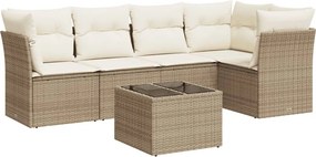 vidaXL 6 részes bézs polyrattan kerti ülőgarnitúra párnával
