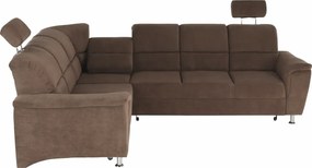 Kinyitható ülőgarnitúra, barna szövet, balos, SANTIAGO