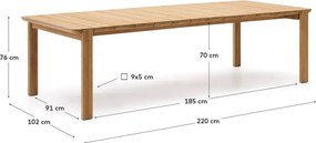 Teakfa kerti étkezőasztal 102x220 cm Icaro – Kave Home