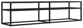 fekete márvány színű edzett üveg TV-szekrény 160x40x40,5 cm