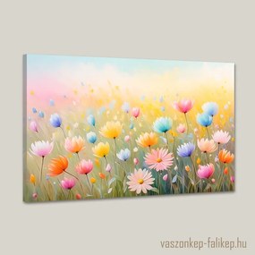 Színes virágok a réten 3 tájkép – természetes harmónia otthonra 60x40 cm