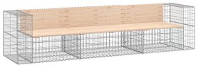 vidaXL tömör fenyőfa gabion kerti pad 287x71x65,5 cm