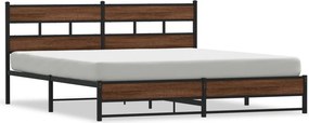 vidaXL barna tölgy színű fém ágykeret matrac nélkül 193 x 203 cm