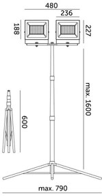 LED Reflektor állvánnyal TIGRA 2xLED/100W/230V 4000K IP54 fekete/sárga