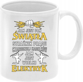 Ajándék bögre Villanyszerelőnek Az áram nem Ketyeg