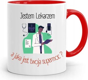 Piros Bögre Ajándék Orvosnak Vagyok nyomott mintával