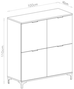 Mazzoni LANA K-100 komód Elegáns Dió - 4 AJTÓS KOMÓD