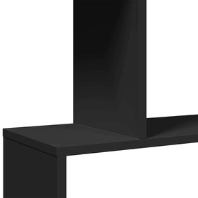 4 szintes fekete szerelt fa elválasztó könyvespolc 70x24x129 cm