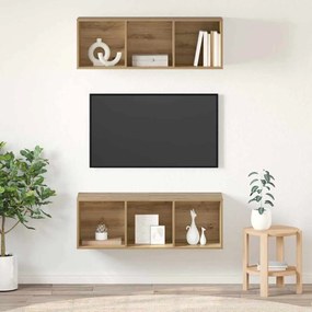 Fali TV szekrények 2 pcs kézműves tölgy 37 x 37 x 107 cm
