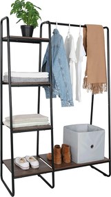 Szekrény szervező/polcállvány polcokkal, fekete/dió, ROBYN