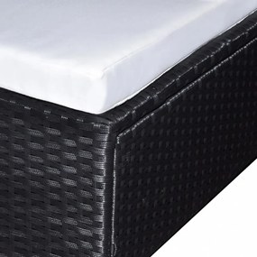 vidaXL 6-részes fekete polyrattan kerti bútorszett párnákkal