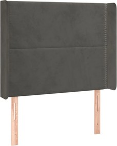 vidaXL sötétszürke bársony fejtámla szárnyakkal 83x16x118/128 cm