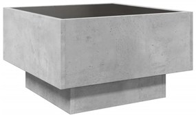 betonszürke szerelt fa dohányzóasztal LED-del 50 x 50 x 30 cm