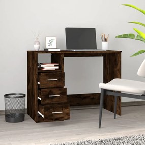 füstös tölgy színű szerelt fa íróasztal fiókokkal 102x50x76 cm
