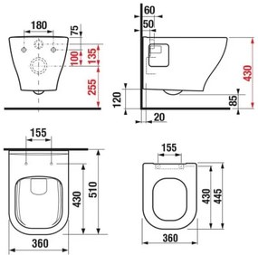 JIKA H8666160000001 - DEEP falra szerelhető WC + DEEP SoftClose WC-ülőke