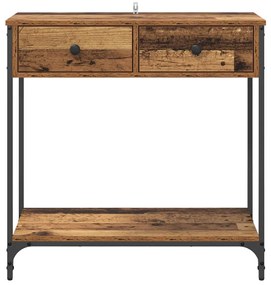 vidaXL Konzolasztal fiókkal Öreg fa 75 x 34,5 x 75 cm Faanyag