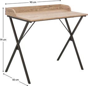 Számítógépasztal, tölgy/fekete, OFIS