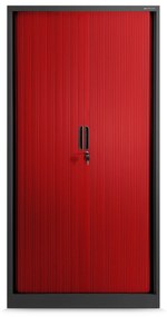 Fém szekrény harmonika ajtókkal DAMIAN, 900 x 1850 x 450 mm, antracit-piros