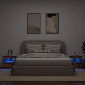 2 db sonoma tölgy éjjeliszekrény LED-fényekkel 50x40x45 cm