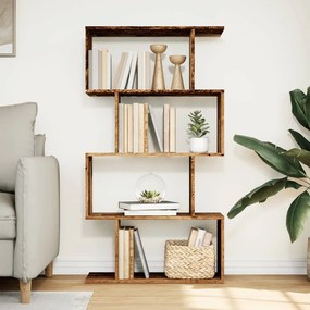 4 szintes antik fa színű fa elválasztó könyvespolc 70x24x129 cm