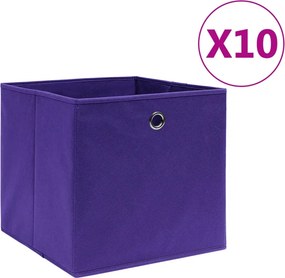 vidaXL 10 db lila nem szőtt szövet tárolódoboz 28 x 28 x 28 cm