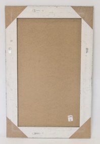 Téglalap alapú élcsiszolt szelíden faragott koptatott vintage ezüst fa keretben 115x75x5cm