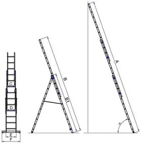 G21 háromrészes létra 5,1m, 3x8 létrafok