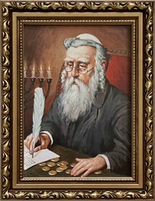 Vászonkép 22x17 Pénzszámláló Zsidó Arany Díszített Ajándék Keret