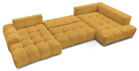 Mustársárga zsenília kinyitható-tárolóhelyes sarokkanapé (jobb oldali-U alakú) Everest – Bobochic Paris