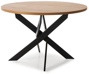 Kerek étkezőasztal tölgyfa dekoros asztallappal 120x120 cm Ther – Marckeric