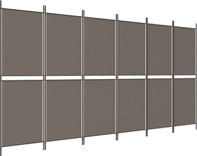 vidaXL 6 paneles antracitszürke szövet térelválasztó 300x200 cm