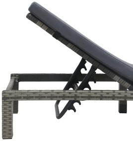 Antracitszürke polyrattan napozóágy párnával