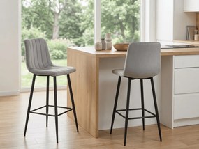 Világosszürke bárszék POZZA VELVET fekete lábakkal