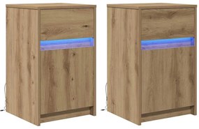 LED Éjjeli Szekrény 2 pcs kézműves tölgy 38 x 34 x 61 cm
