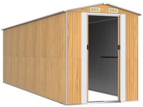 világosbarna horganyzott acél kerti fészer 192x606x223 cm