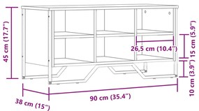 szürke sonoma színű szerelt fa cipőszekrény 90 x 38 x 45,5 cm