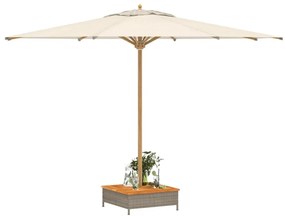 szürke polyrattan és akácfa napernyőtalp-burkolat 70x70x25 cm