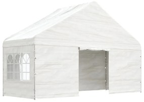 Fehér polietilén pavilon tetővel 5,88 x 2,23 x 3,75 m