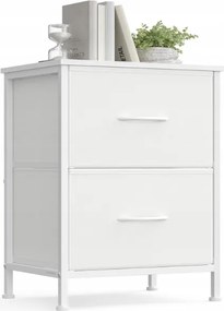 Songmics Éjjeli asztal 2 szövet fiókkal fehér 52 cm