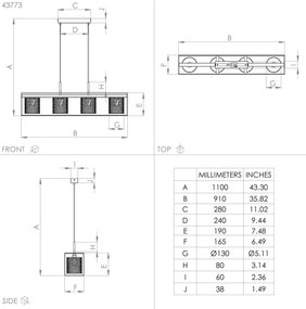 Eglo 43773 - Csillár zsinóron CATTERICK 4xE27/40W/230V