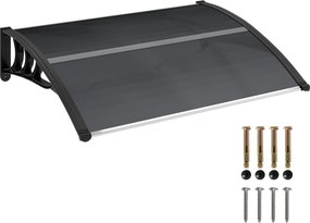 Outsunny Íves Napernyő Elülső Ajtóra 100 x 75 cm Aluminium és Polikarbonát Anyagból, UV Védelemmel, Balkoni Nap- és Esővédelem, Fekete | Aosom