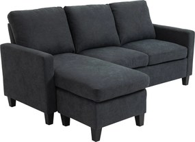 HOMCOM Sarokkanapé Ággyá Alakítható Funkcióval, 3 Személyes Kanapé Párnákkal, L-Alakú Kanapé Nappalira, Hálószobába 197 x 139 x 91 cm, Poliészter, Söt