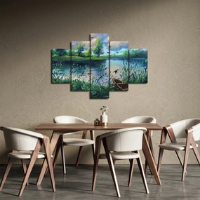 Kép - olajfestmény, Nyári este a tónál (150x105 cm)