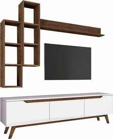 Mia Walnut and White TV fal