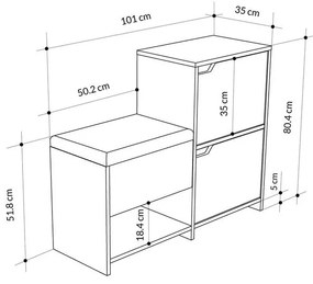 Cipőtároló Haven Shoe Bench - Oak, Anthracite