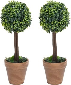 vidaXL 2 db zöld gömbalakú cserepes műpuszpáng 41 cm