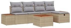 vidaXL Kerti Kanapé Szett párnával 6 pcs Bézs Poli rattan
