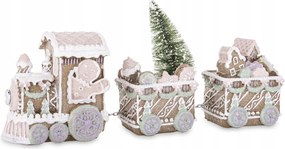 Karácsonyi dekoráció Karácsony Mézeskalács vonat Led mozdony vagonok