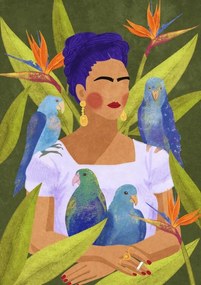 Illusztráció Frida and birds, Raissa Oltmanns