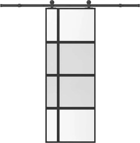 vidaXL tolóajtó vasalatokkal 76x205 cm edzett üveg&Alumínium